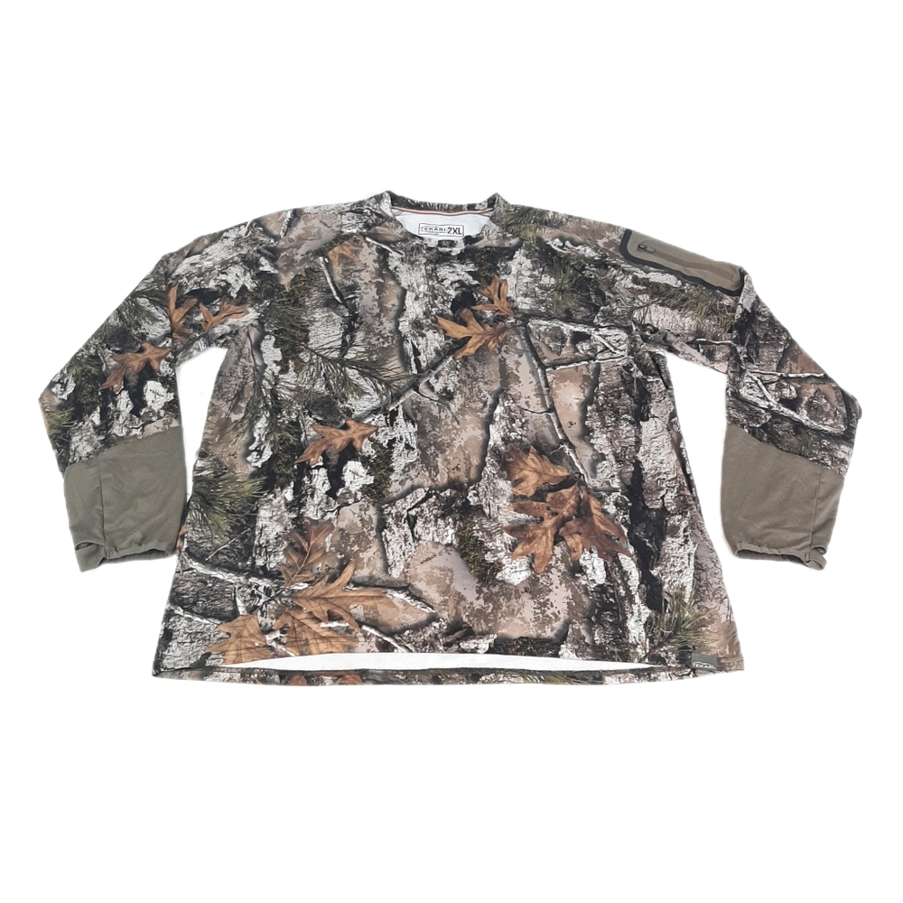 🔥Tekari Mens Size 2XL Long Sleeve Camoufoage T Shirt W/ Thumb Hole Openings C6